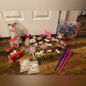 Bundle of Over 30 Unicorn Christmas Ornaments